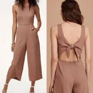 Aritzia Wilfred Nutmeg Ecoulement Jumpsuit Wide Leg Back Tie, Sz 4
